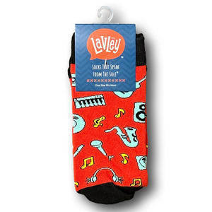 3/$18 Musical Instruments "Music Snob" Funny Novelty Crew Socks - NWT